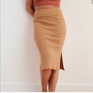 Aerie Ribbed Striped Midi skirt